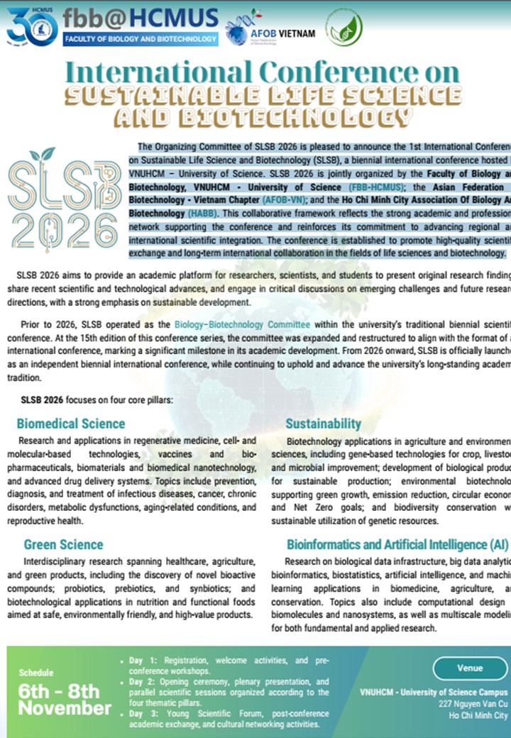 THE 1st INTERNATIONAL CONFERENCE ON SUSTAINABLE LIFE SCIENCES & BIOTECHNOLOGY 2026 1